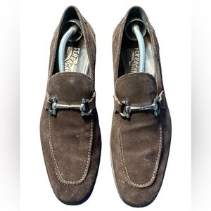 Salvatore Ferragamo Dark Brown Suede Loafers